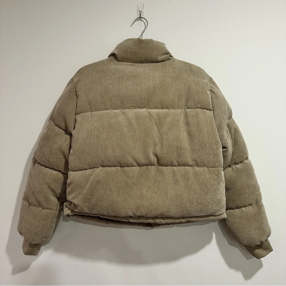 Women’s Tan Corduroy Puffer Jacket - Picture 2 of 2